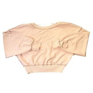 NWT Free People Take Me Back Cropped Open Back Pink Pullover Sweatshirt Small